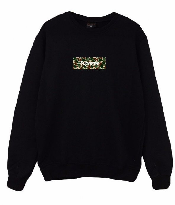 SUPREME Baskılı Sweatshirt  SİYAH XS