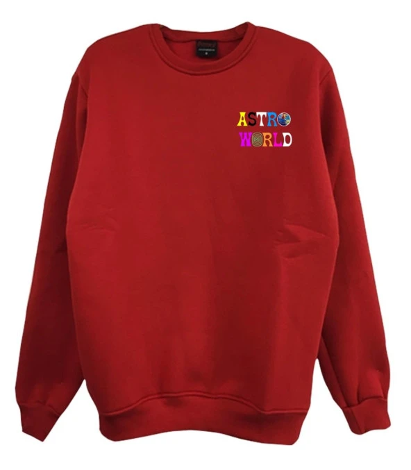 Astraworld Travis Scott Baskılı Sweatshirt  KIRMIZI S
