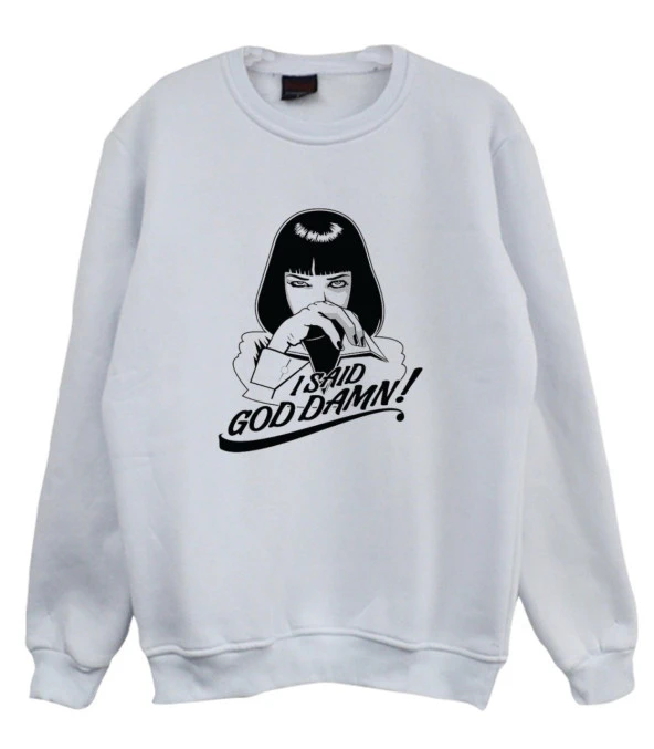 Stoned Pulp Fiction Sweatshirt    BEYAZ S