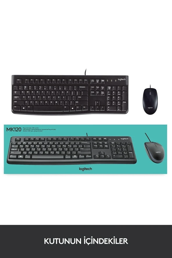 Logitech MK120 Q Usb Standart Kablolu Klavye Mouse Seti - Resim 7