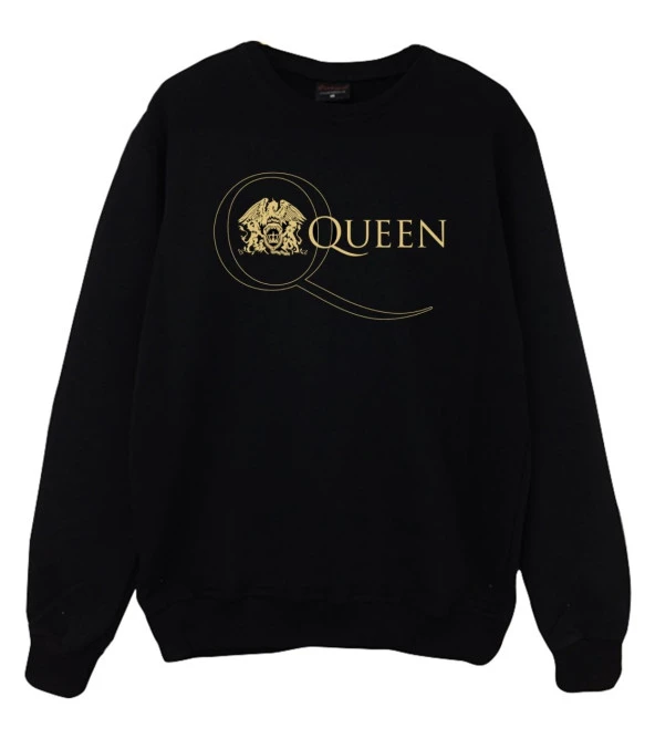 Queen Baskılı Sweatshirt  SİYAH 4XL