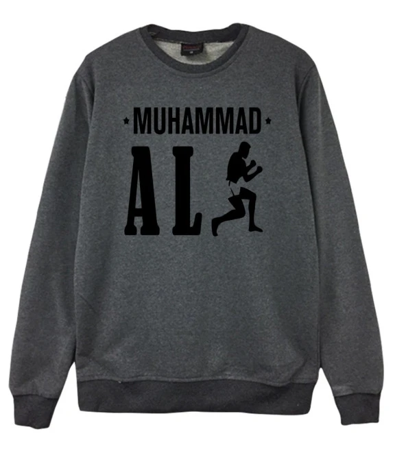 MUHAMMED ALİ Baskılı Sweatshirt  FÜME 4XL