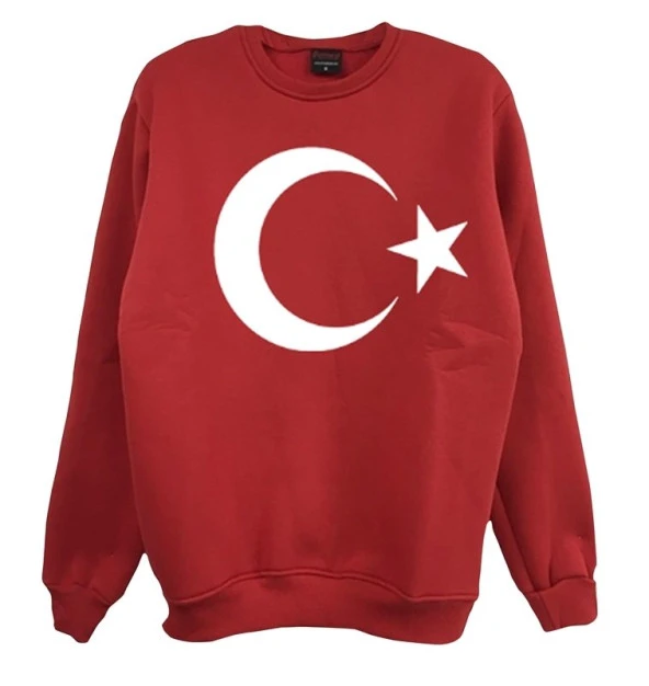 AY YILDIZ Baskılı Sweatshirt  KIRMIZI S