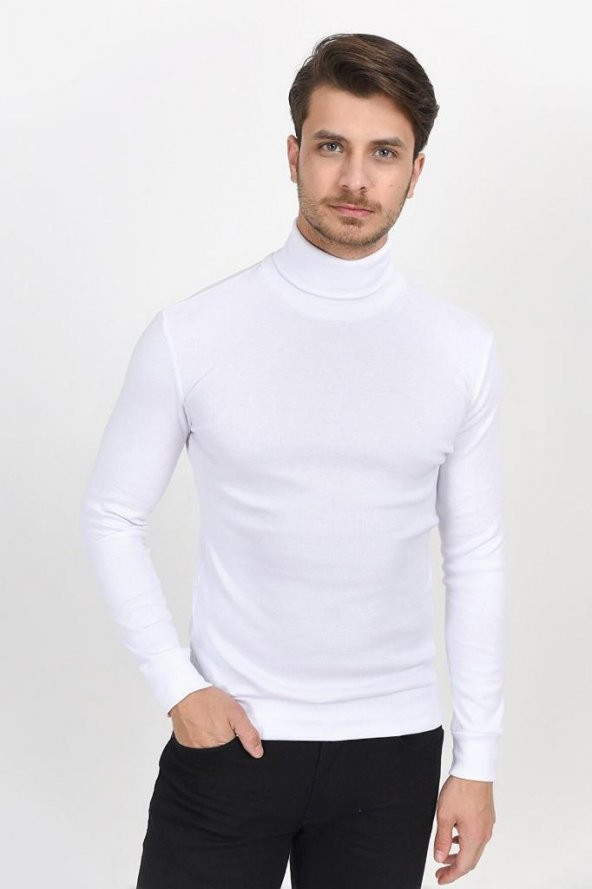 ERKEK SLİM FİT TAM BALIKÇI YAKA BATTAL UZUN KOLLU PENYE SWEAT - 4