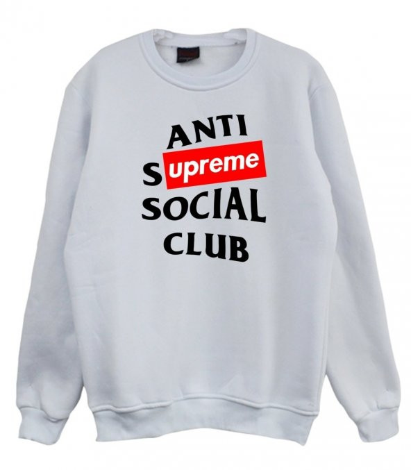 Anti Social Social Club Supreme Baskılı Sweatshirt  BORDO 2XL