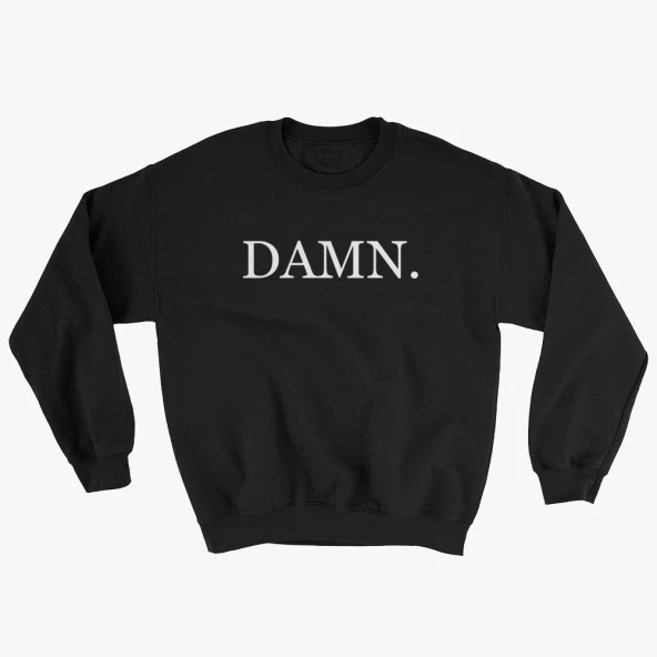 Damn Baskılı Sweatshirt    SİYAH 3XL