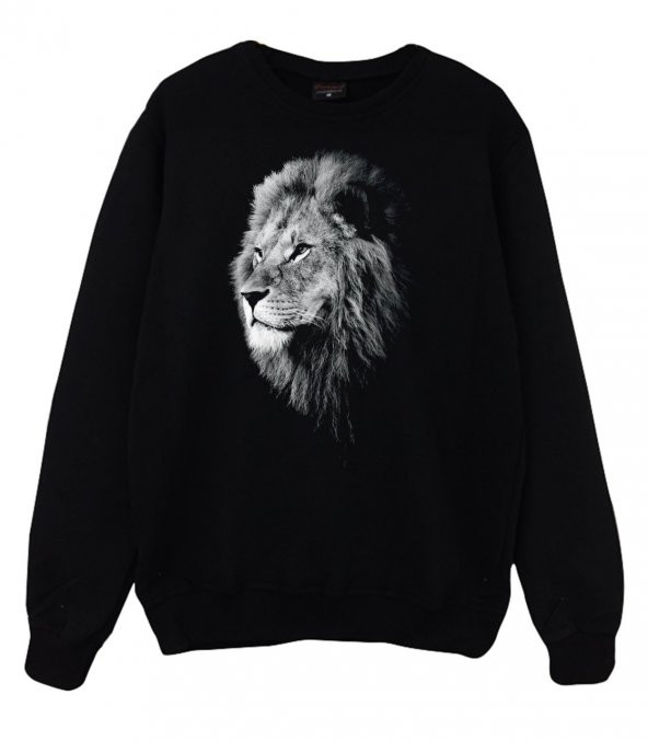 Aslan Baskılı Sweatshirt  SİYAH S