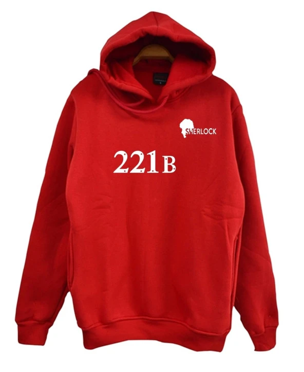 Sherlock Holmes Baskılı Sweatshirt  KIRMIZI 5XL
