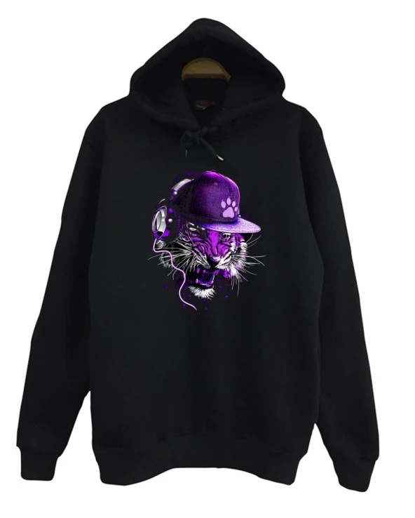 Kaplan Baskılı Sweatshirt  SİYAH L