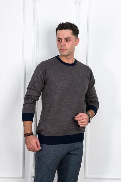 WOOLEN WORLD KUŞ GÖZÜ SIFIR YAKA REGULAR FİT ERKEK KAZAK - 10