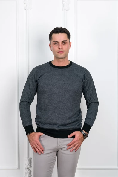 WOOLEN WORLD KUŞ GÖZÜ SIFIR YAKA REGULAR FİT ERKEK KAZAK - 2