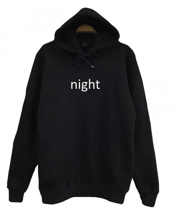 NIGHT Baskılı Sweatshirt  SİYAH XL