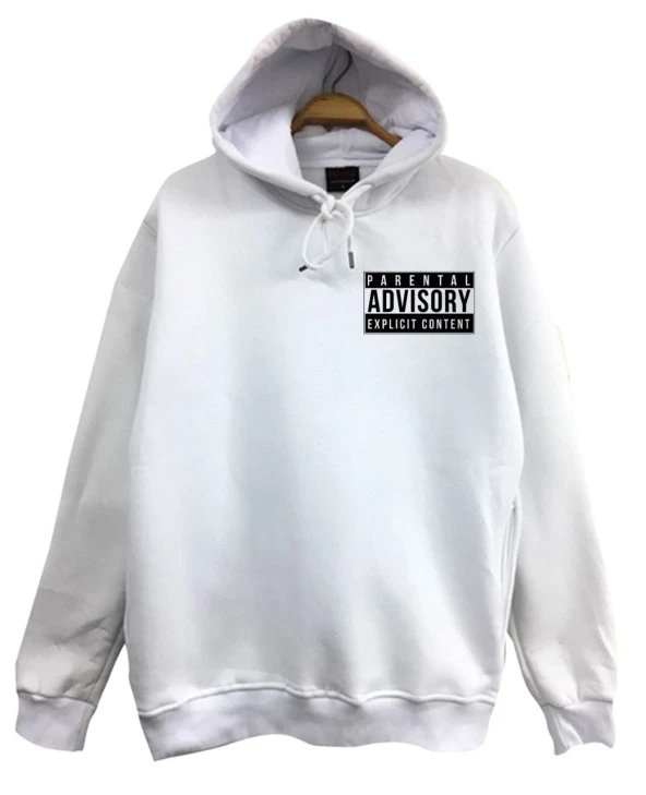 PARENTAL ADVISORY Baskılı Sweatshirt  BEYAZ 3XL
