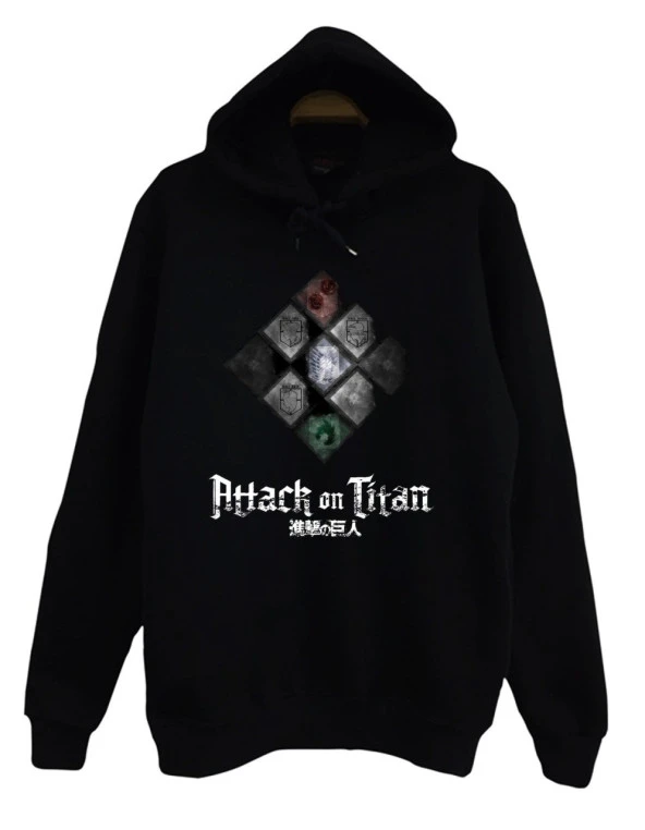 Attack on Titan Kapüşonlu Sweatshirt    SİYAH XL