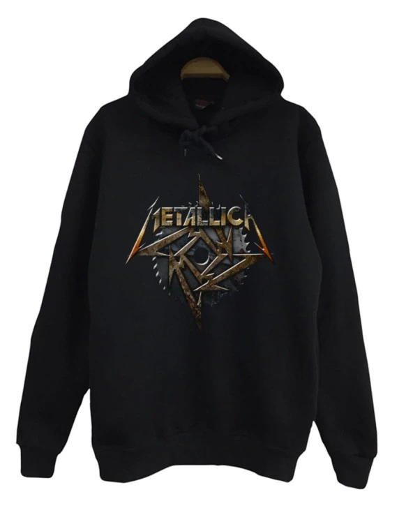 Metallica Baskılı Kapüşonlu Sweatshirt    SİYAH S