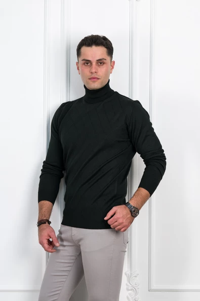 WOOLEN WORLD BOĞAZLI REGULAR FİT DESENLİ ERKEK KAZAK - 10