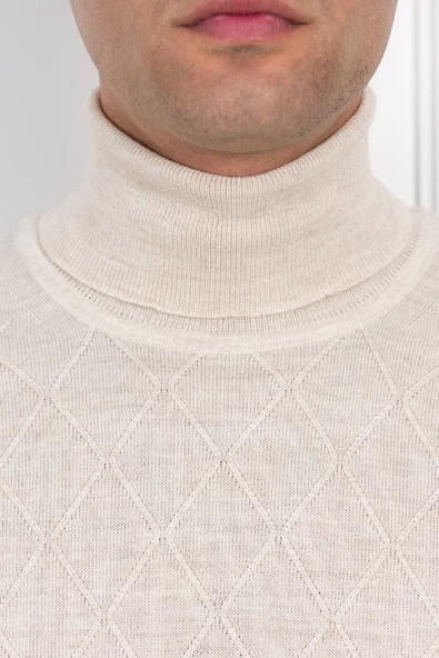 WOOLEN WORLD BOĞAZLI REGULAR FİT DESENLİ ERKEK KAZAK - 4