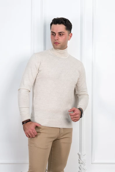 WOOLEN WORLD BOĞAZLI REGULAR FİT DESENLİ ERKEK KAZAK - 3