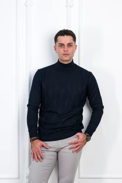 WOOLEN WORLD YARIM BALIKÇI REGULAR FİT DESENLİ ERKEK KAZAK - Resim 6