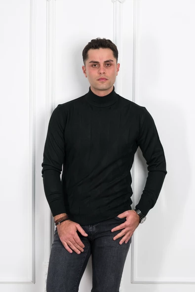 WOOLEN WORLD YARIM BALIKÇI REGULAR FİT DESENLİ ERKEK KAZAK - Resim 12