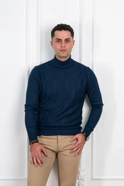 WOOLEN WORLD YARIM BALIKÇI REGULAR FİT DESENLİ ERKEK KAZAK - Resim 10