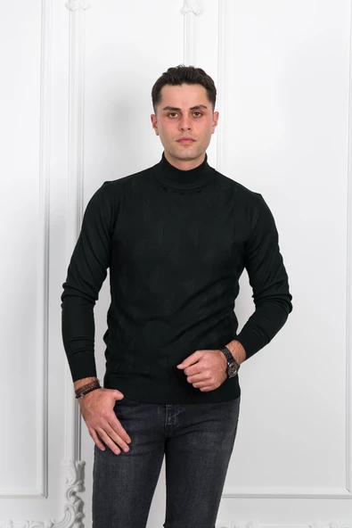 WOOLEN WORLD YARIM BALIKÇI REGULAR FİT DESENLİ ERKEK KAZAK - Resim 11