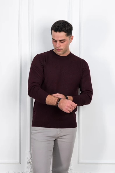 WOOLEN WORLD SIFIR YAKA REGULAR FİT DESENLİ ERKEK KAZAK - Resim 8