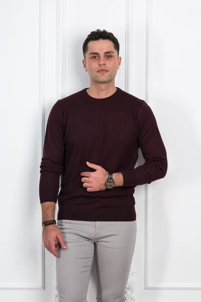 WOOLEN WORLD SIFIR YAKA REGULAR FİT DESENLİ ERKEK KAZAK - Resim 9