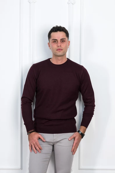 WOOLEN WORLD SIFIR YAKA REGULAR FİT DESENLİ ERKEK KAZAK - Resim 10