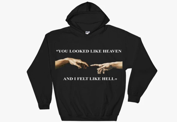 Creation of Adam Baskılı Kapşonlu Sweatshirt    SİYAH 4XL
