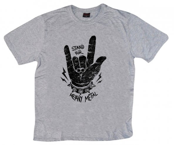 Rock And Roll Baskılı T-shirt    GRİ XL