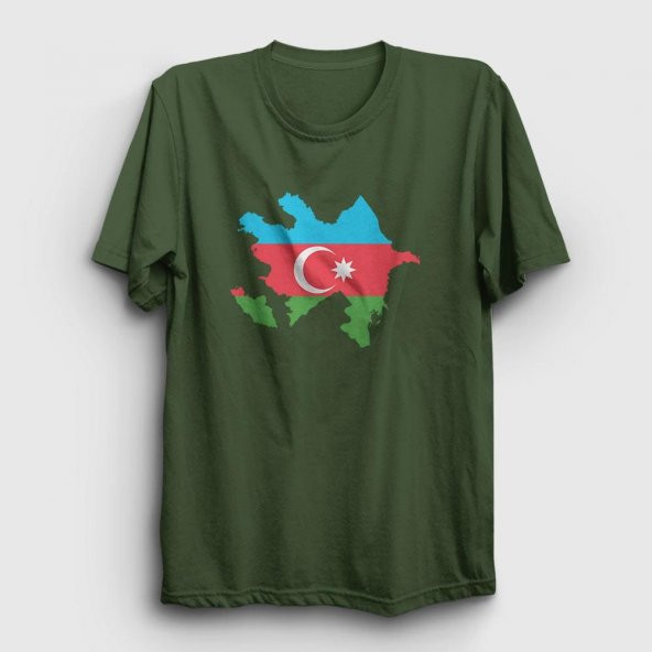 Azerbeycan Baskılı Tshirt  Haki L