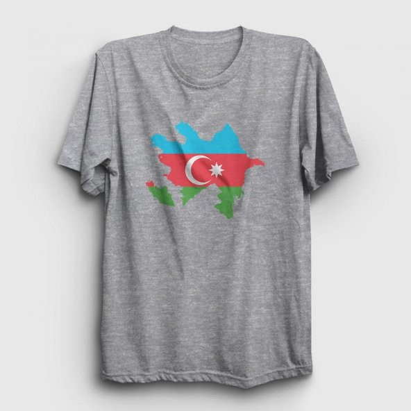 Azerbeycan Baskılı Tshirt  Gri 5XL