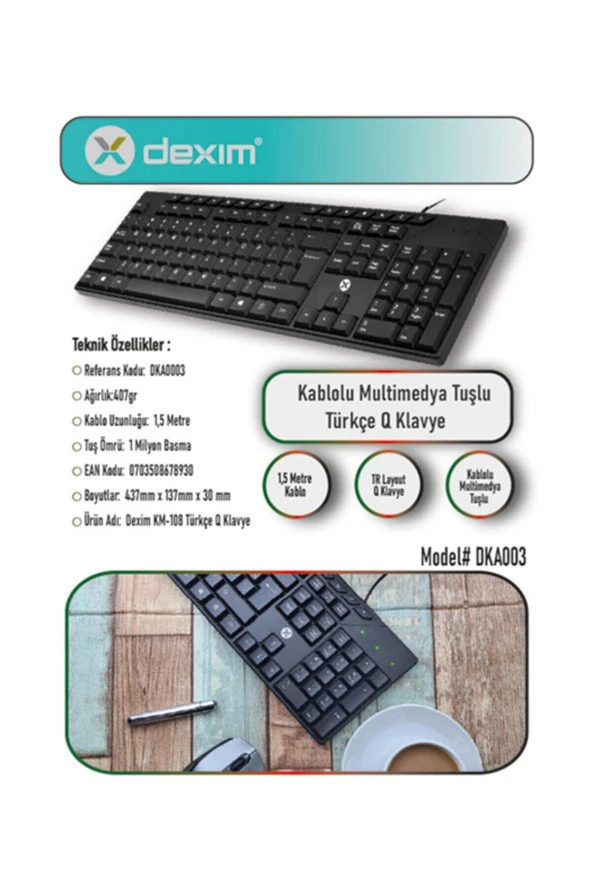 Dexim Kablolu Q Türkçe Usb Kablolu Klavye - Resim 4