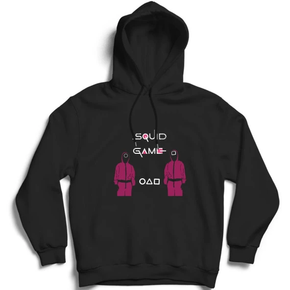 Squid Game Dizi Baskılı Kapüşonlu Sweatshirt  Siyah XL
