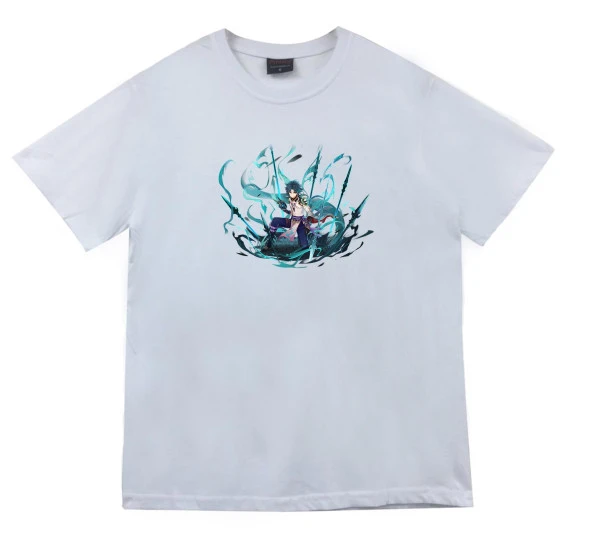 Genshin Impact Anime Baskılı Tshirt  BEYAZ M