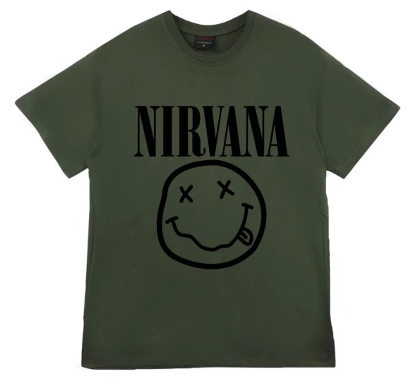 Nirvana Baskılı T-shirt    HAKİ 2XL