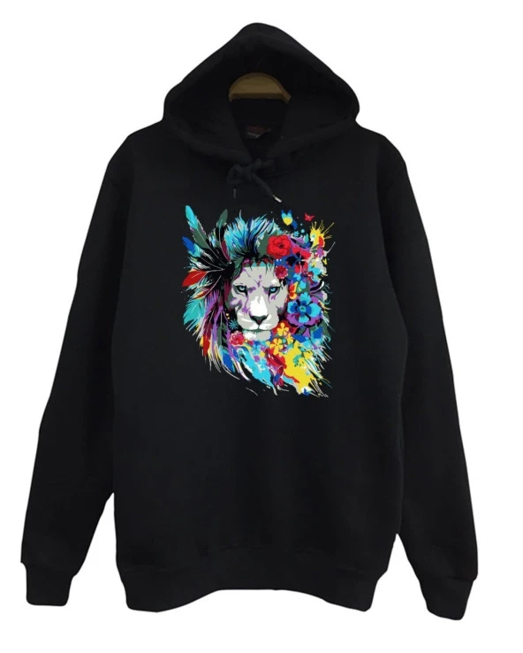 Aslan Baskılı Sweatshirt  SİYAH 4XL