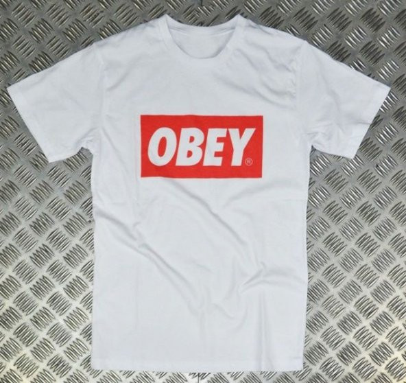 OBEY Baskılı T-shirt  BEYAZ L - 1