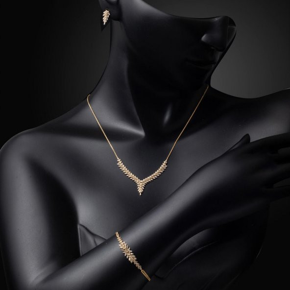 Sarmaşık 14 Ayar Altın Nişan Takı Seti - Resim 2