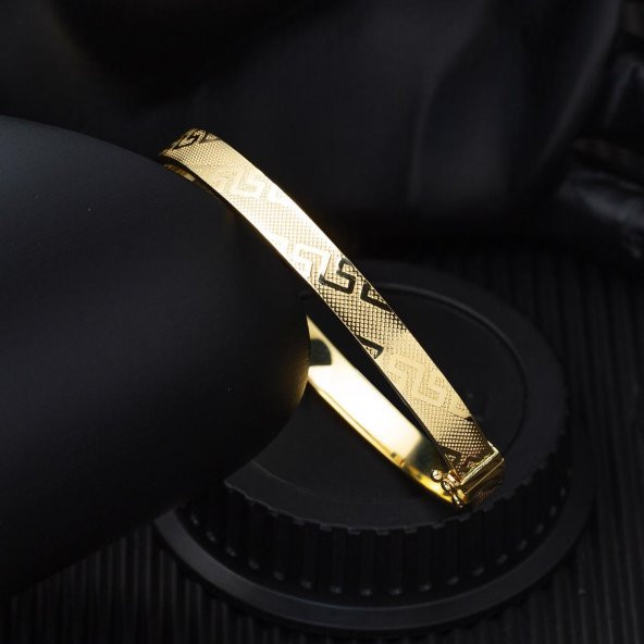 Versage Tarzı 14 Ayar Altın Kelepçe Bilezik - Resim 3