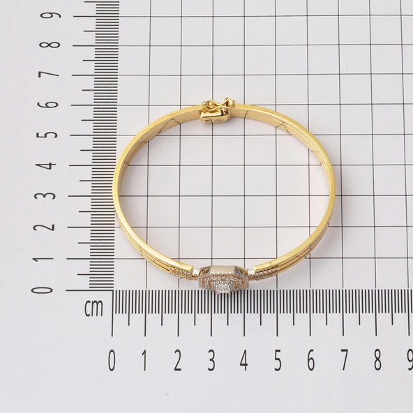 Baget 14 Ayar Altın Kaburga Kelepçe Bilezik - Resim 5