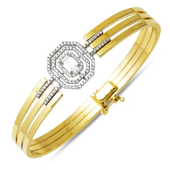 Baget 14 Ayar Altın Kaburga Kelepçe Bilezik ürün görseli 1