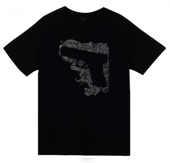 Tabanca Silah Baskılı T-shirt  SİYAH L