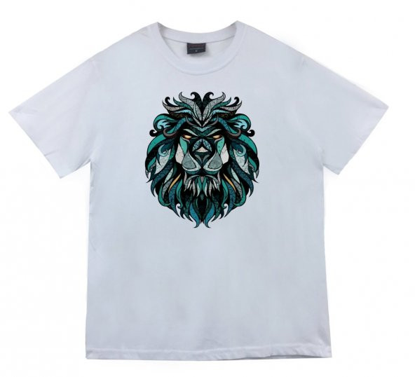 Aslan Baskılı T-shirt  BEYAZ 3XL - 1
