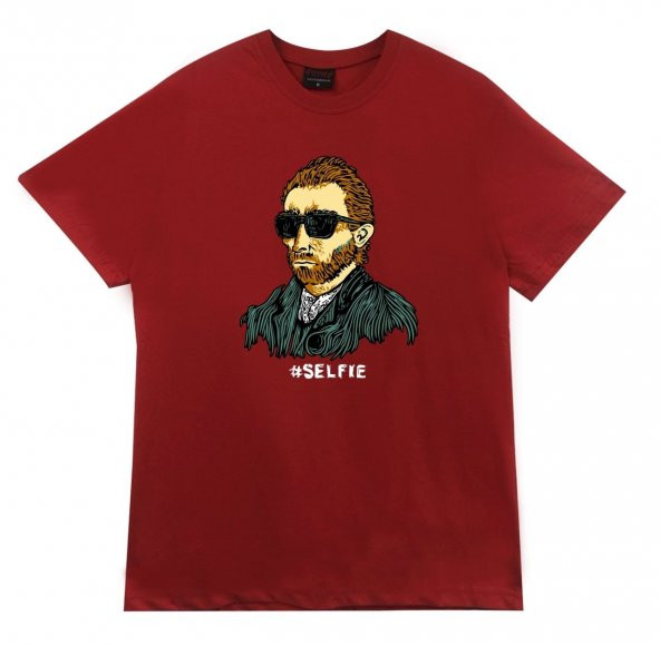 RVan Gogh Selfie Baskılı T-shirt  SİYAH XS