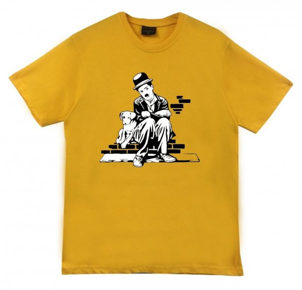 Charlie Chaplin Baskılı T-shirt  SARI L