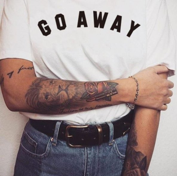 Go Away Baskılı Tişört  BEYAZ XS