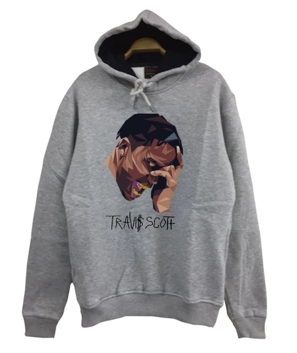 Travis Scott Astroworld Baskılı Sweatshirt  GRİ M
