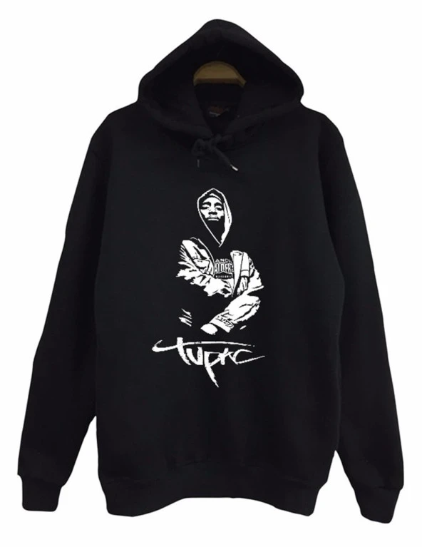 TUPAC SHAKUR Baskılı Sweatshirt  SİYAH 4XL